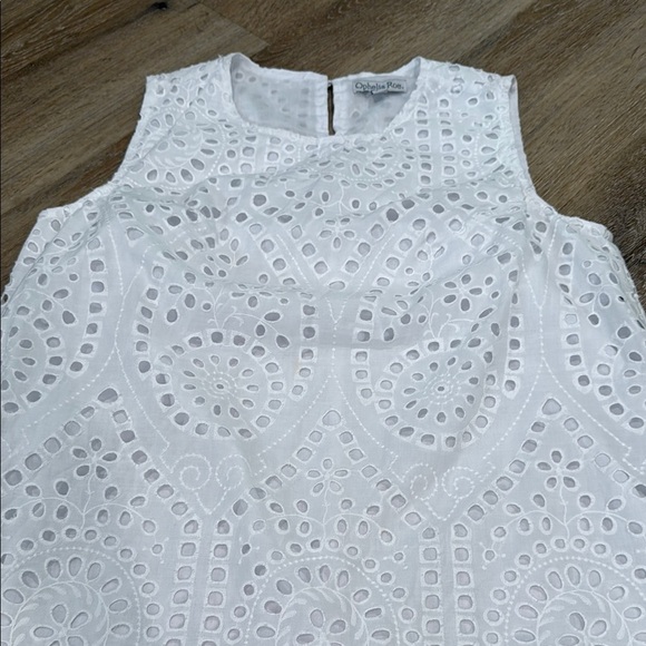 Ophelia Roe Size Medium White Sleeveless A-line Midi Dress Embroidered - Picture 5 of 12